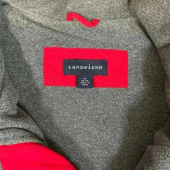Lands End Men's Fleece Lined Red Warm Soft Shell Jacket Size Medium 38-40 - Picture 5 of 12